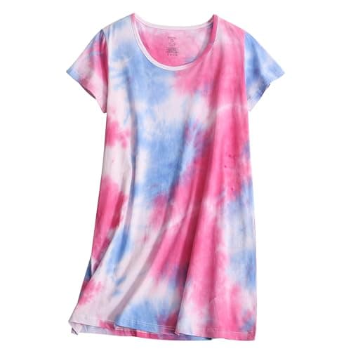 PNAEONG Women's Cotton Short Sleeve Nightgown Casual Print Sleepdress