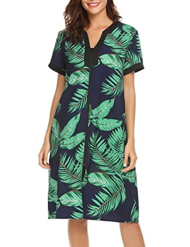 Ekouaer Women's Zipper Front Duster Robe with Pockets