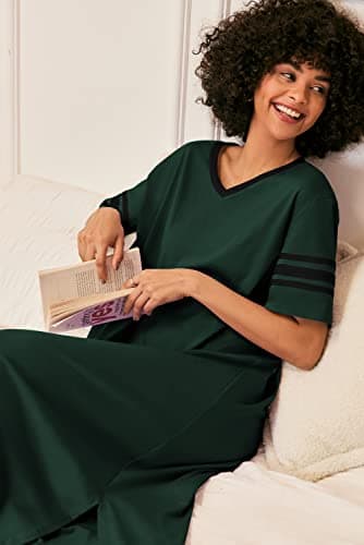 Refined Title: Ekouaer Women's V Neck Nightgown, Oversized Loose Sleepwear Dress