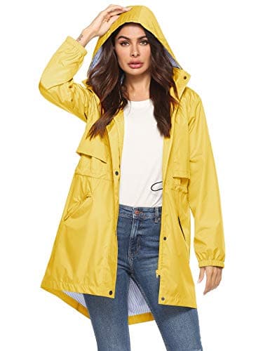 Womens Waterproof All-Weather Raincoat with Cinch Waist
