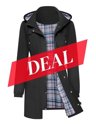 Women's Waterproof BBX Lephsnt Rain Jacket Lightweight Hooded Trench Coat