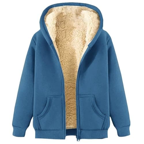 2024 Warm Women's Thick Sherpa Fleece Hoodie Full-Zip Winter Coat