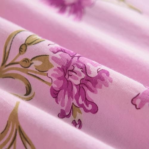 Soft Cotton Embroidered Long-Sleeve Nightdress for Women by Keyocean