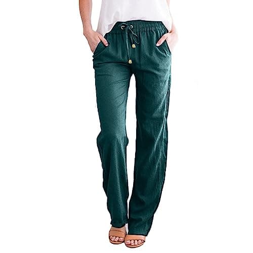 Casual Women's Lightweight Cotton Linen Drawstring Pants