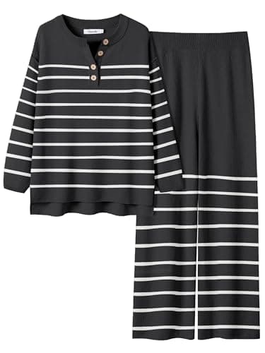 ANRABESS Women Oversized Waffle Knit Sweater Lounge Set 2025 Fall Trends