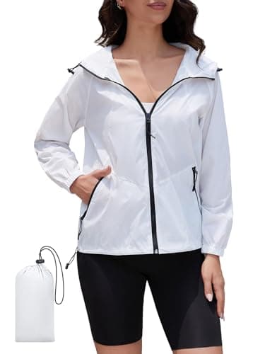 CRIPOM Women's Lightweight Waterproof Rain Jacket with Hood and Pocket S-XXL