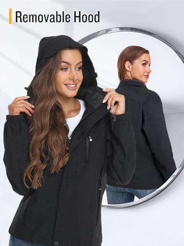 SaphiRose Women's Lightweight Waterproof Raincoat with Removable Hood