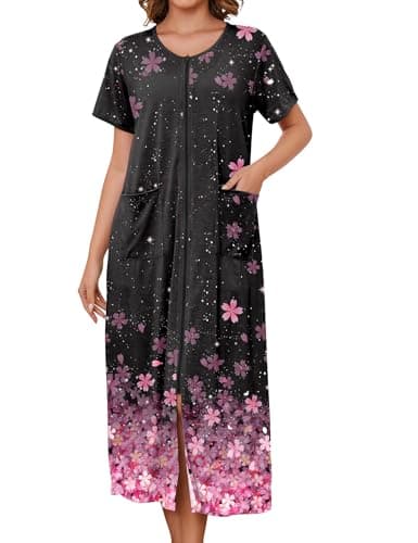 Bloggerlove Zipper Front Robes for Women House Coat with Pockets S-3XL  
Bloggerlove Zipper Front Robes for Women Lounge Wear Half Sleeve S-3XL  
Bloggerlove Zipper Front Robes for Women Nightgown with Pockets S-3XL