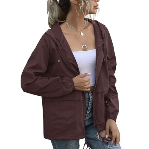 PESION Women's Waterproof Raincoat with Hood and Pocket