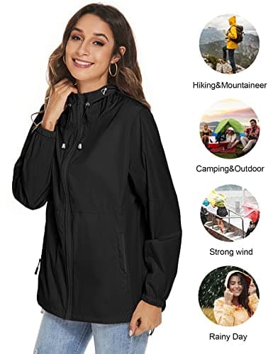 TCOT Women's Lightweight Waterproof Windbreaker Rain Jacket