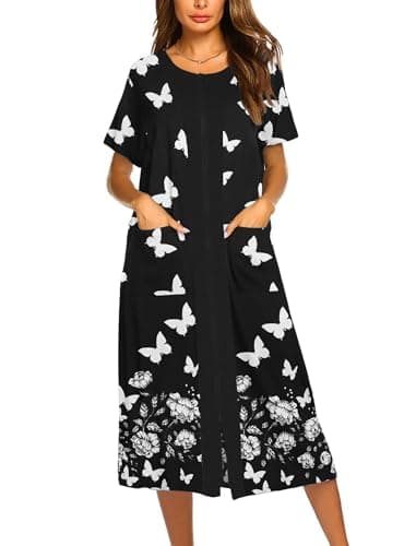 Ekouaer Soft Zipper Bathrobe for Women with Pockets