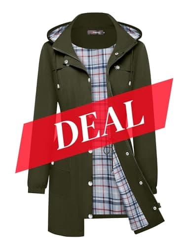 Women's Waterproof BBX Lephsnt Rain Jacket Lightweight Hooded Trench Coat