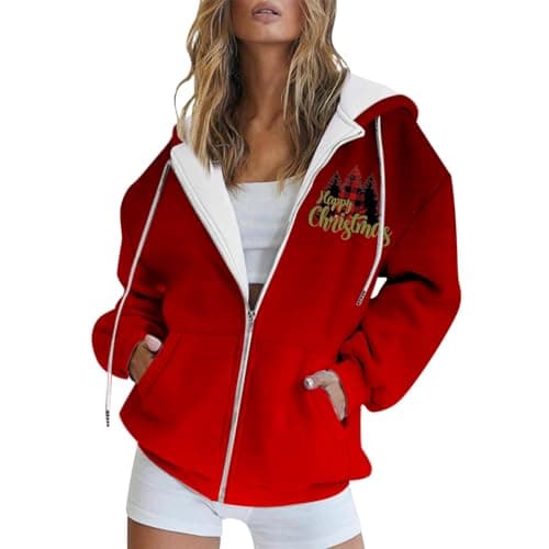 Refined Title: Women's Christmas Letter Print Hooded Coat