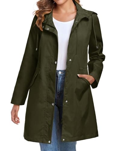 Women's Lightweight Hooded Rain Jacket | Bloggerlove Waterproof Trench Coat