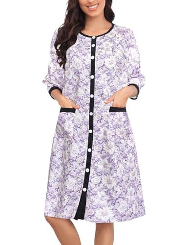 Bloggerlove Women Cotton Snap Front Nightgown 3/4 Sleeve Duster Robe with Pockets Patio Dress  
Bloggerlove Women Comfortable Cotton Snap Front Nightgown 3/4 Sleeve Duster Robe Patio Dress  
Bloggerlove Women Versatile Cotton Snap Front Nightgown 3/4