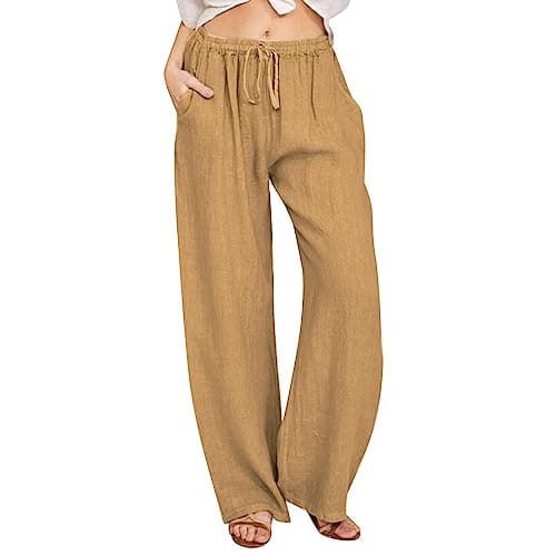 Nantdog Loose Summer Palazzo Pants with Pockets Plus Size