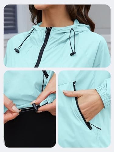CRIPOM Women's Lightweight Waterproof Rain Jacket with Hood and Pocket S-XXL