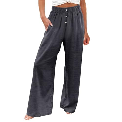 Women's Casual High Waisted Wide Leg Linen Pants