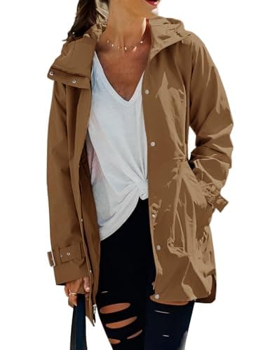 Tankaneo Women's Zip-Up Trench Coat with Pockets Windproof Jacket