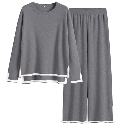 ANRABESS Women's Knit Sweater & Wideleg Pants Matching Sweatsuit Set