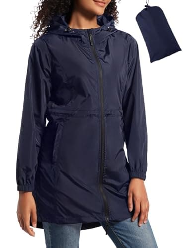 SaphiRose Women's Lightweight Packable Waterproof Raincoat with Hood