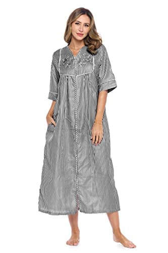 Casual Nights Women's Zip Front Woven House Dress for Night Relax | 3/4 Sleeves Lounger
| Casual Nights Women's Zip Front Woven House Dress | 3/4 Sleeves Long Duster Lounger for Casual Nights
| Casual Nights Women's Zip Front Woven House Dress | 3/4