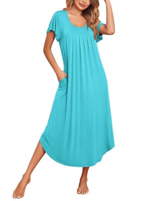Ekouaer Soft Flare Sleeve Sleepshirt M-3XL