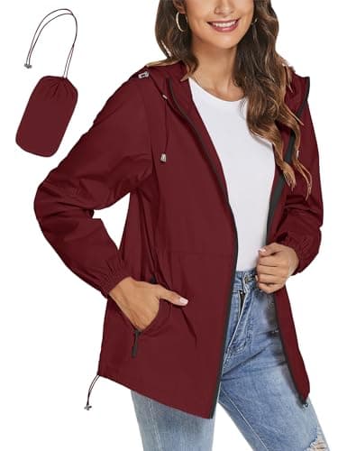 TCOT Women's Lightweight Waterproof Windbreaker Rain Jacket