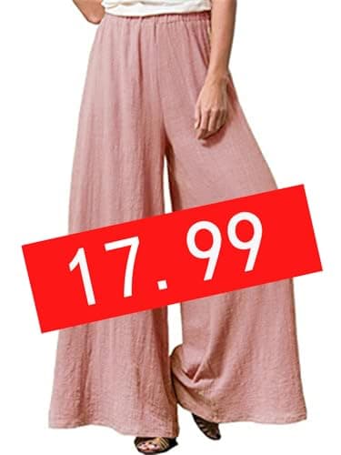 Hisanny Women's Plus Size Wide Leg Linen Palazzo Trousers with Pockets L, 5XL