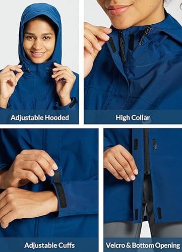 Baleaf Women's Lightweight Waterproof Raincoat with Hood for Travel Outdoor