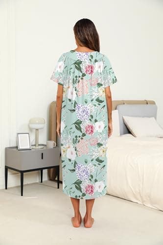 Ekouaer Women's Pleated House Dress with Pockets S-XXXL