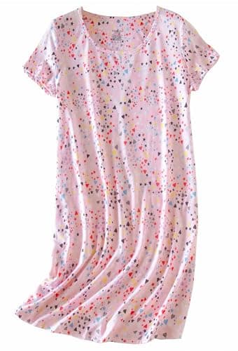 PNAEONG Women's Cotton Short Sleeve Nightgown Casual Print Sleepdress