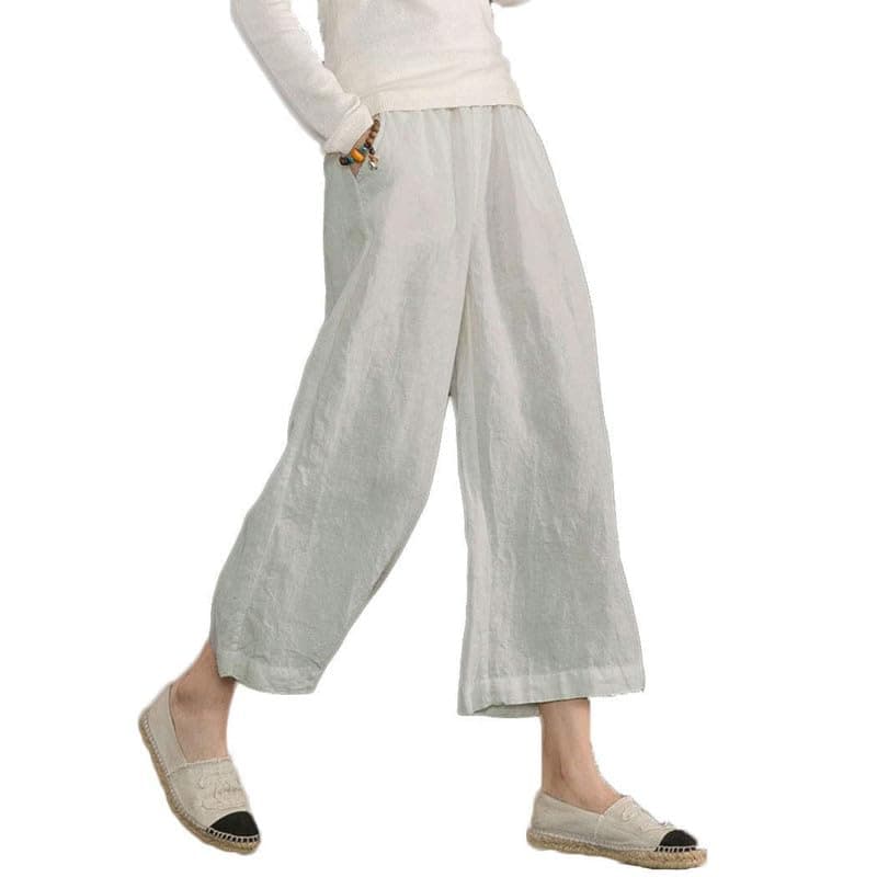 Sure, here's a refined and simplified version of the title:

ECUPPER Women's Loose Elastic Waist Cotton Cropped Wide Leg Pants