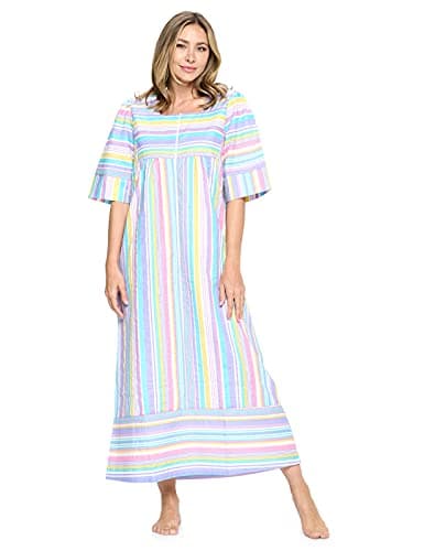 Casual Nights Women's Zip Front Woven House Dress for Night Relax | 3/4 Sleeves Lounger
| Casual Nights Women's Zip Front Woven House Dress | 3/4 Sleeves Long Duster Lounger for Casual Nights
| Casual Nights Women's Zip Front Woven House Dress | 3/4