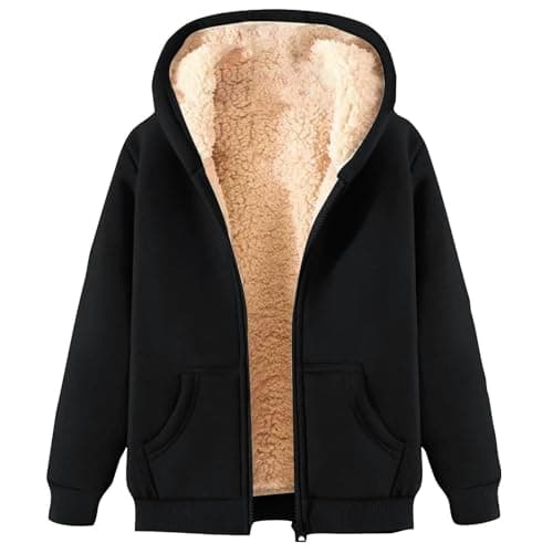 2024 Warm Women's Thick Sherpa Fleece Hoodie Full-Zip Winter Coat