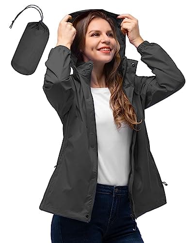 Women's Waterproof 33,000ft Rain Jacket with Hood for Golf & Hiking