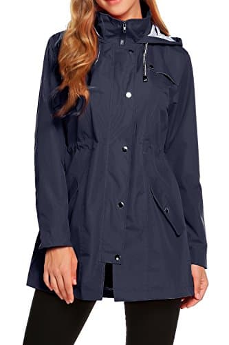ZHENWEI Women's Lightweight Hooded Waterproof Outdoor Rain Jacket S-XXL