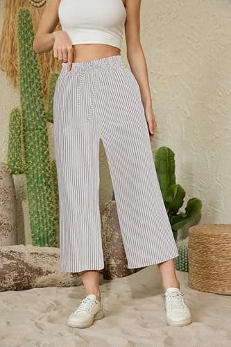CNJXJCD Women's High-Waisted Wide Leg Linen Pants with Pockets
