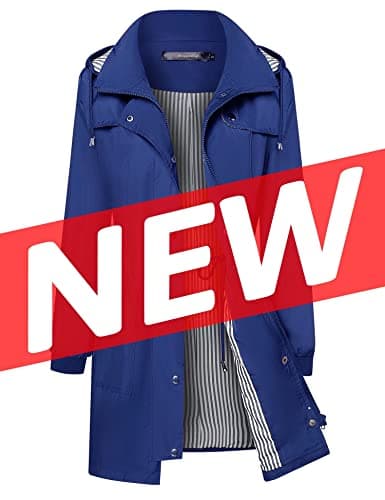 Bloggerlove Women's Lightweight Waterproof Raincoat with Hood S-XXL
