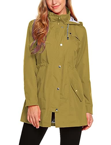 ZHENWEI Women's Lightweight Hooded Waterproof Outdoor Rain Jacket S-XXL