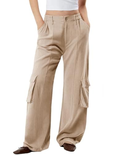 Dokotoo Women's Wide Leg Flowy Stretch Palazzo Pants with 4 Pockets