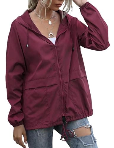JMinger Women's Lightweight Waterproof Windbreaker Raincoat with Pockets S-XXL