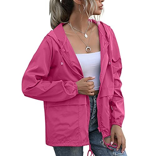 PESION Women's Waterproof Raincoat with Hood and Pocket