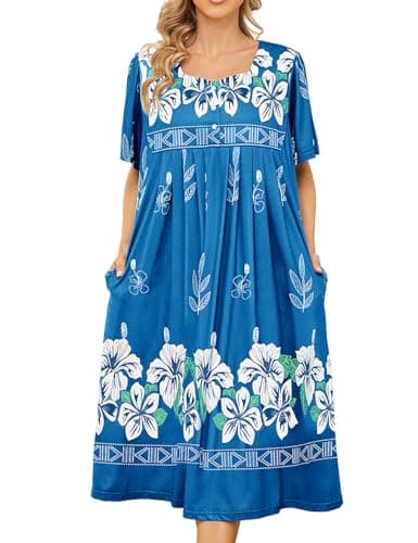 Bloggerlove Hawaiian Muumuu Nightgown for Women