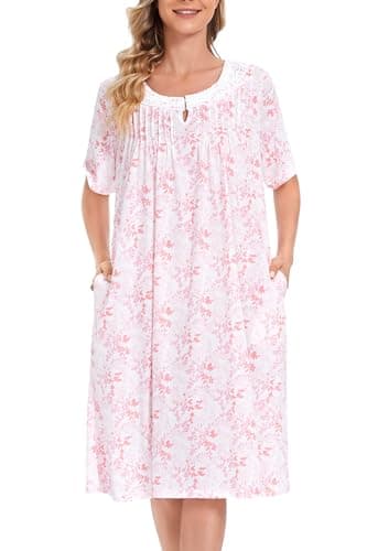 COSUNIONY Soft Cotton Nightgowns for Women with Pockets