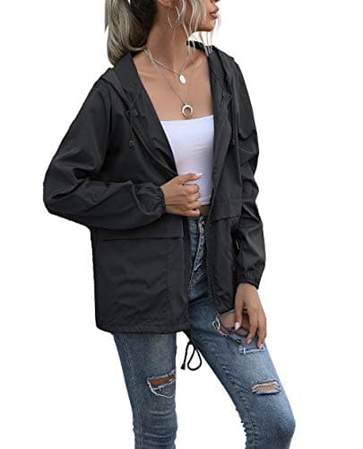 PESION Women's Waterproof Raincoat with Hood and Pocket