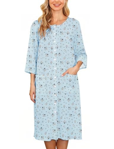 Bloggerlove Women Cotton Snap Front Nightgown 3/4 Sleeve Duster Robe with Pockets Patio Dress  
Bloggerlove Women Comfortable Cotton Snap Front Nightgown 3/4 Sleeve Duster Robe Patio Dress  
Bloggerlove Women Versatile Cotton Snap Front Nightgown 3/4