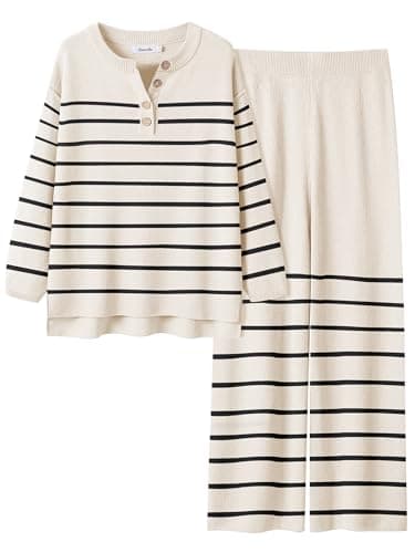 ANRABESS Women Oversized Waffle Knit Sweater Lounge Set 2025 Fall Trends