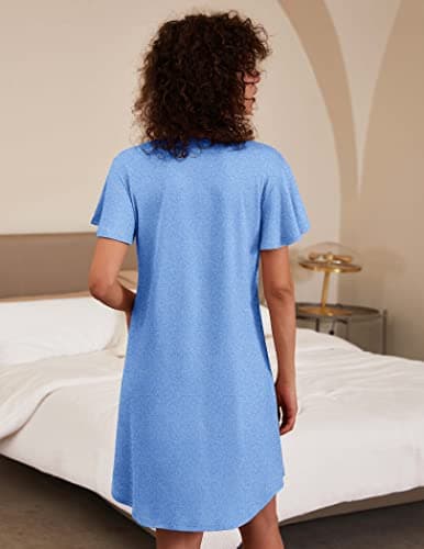 Ekouaer Women's Flare Short Sleeve V-Neck Nightgown 2-Pack S-2XL