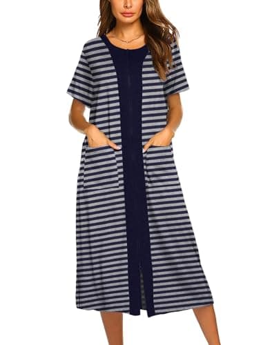 Ekouaer Soft Zipper Bathrobe for Women with Pockets